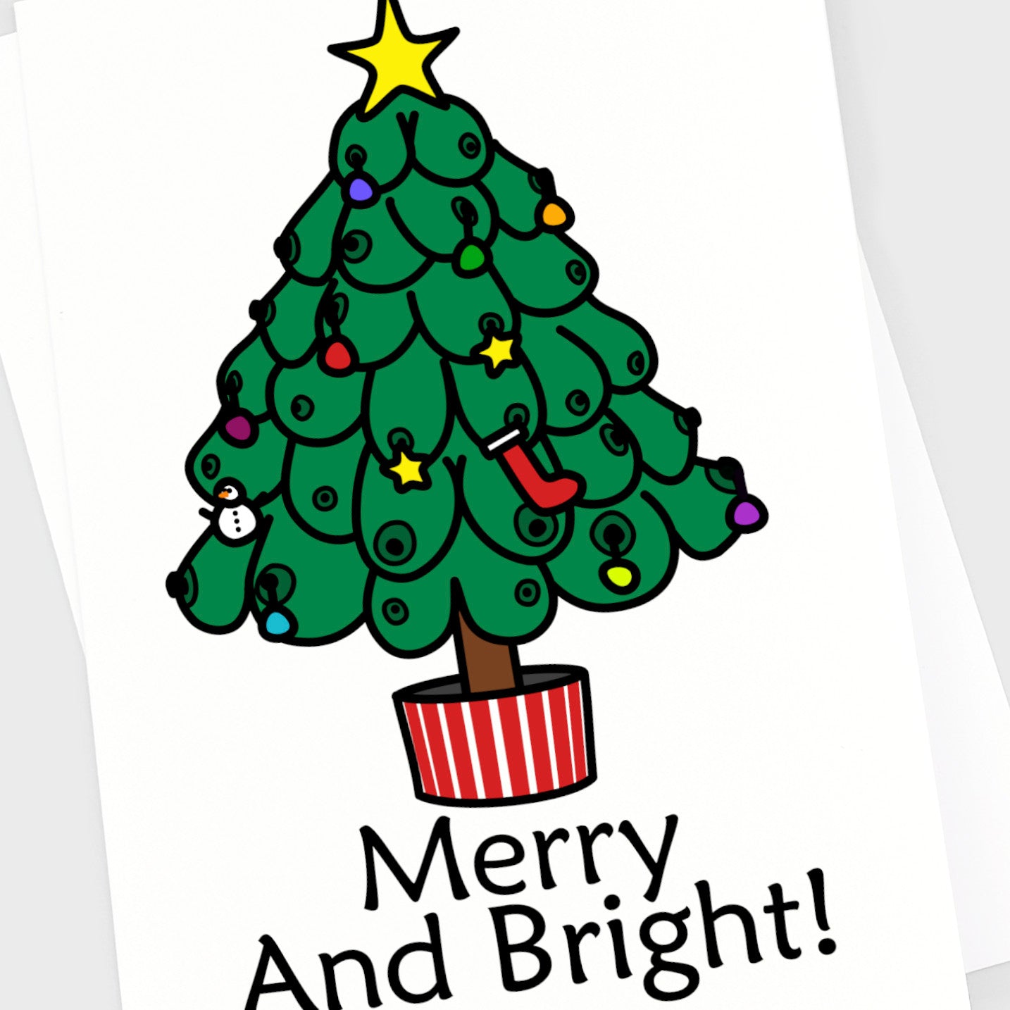 Christmas Card - Boob Tree Green